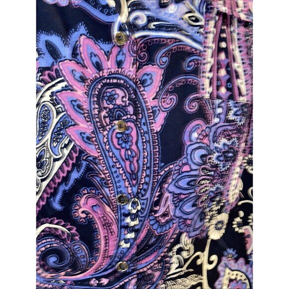 Jones New York Signature Women Navy Purple Paisley Blouse Top Plus Size 2X - Picture 3 of 13